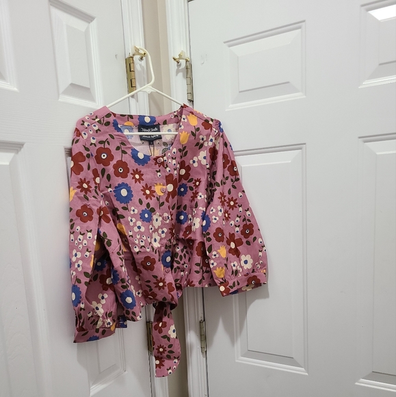 Modcloth Tops - Floral Tie Front Blouse